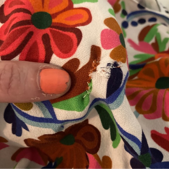 RIXO Steph floral cut out puff sleeve midi dress cream multicolor retro size 6 - Picture 15 of 16